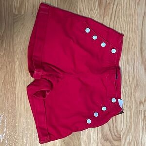 High-waisted Red Sailor Shorts